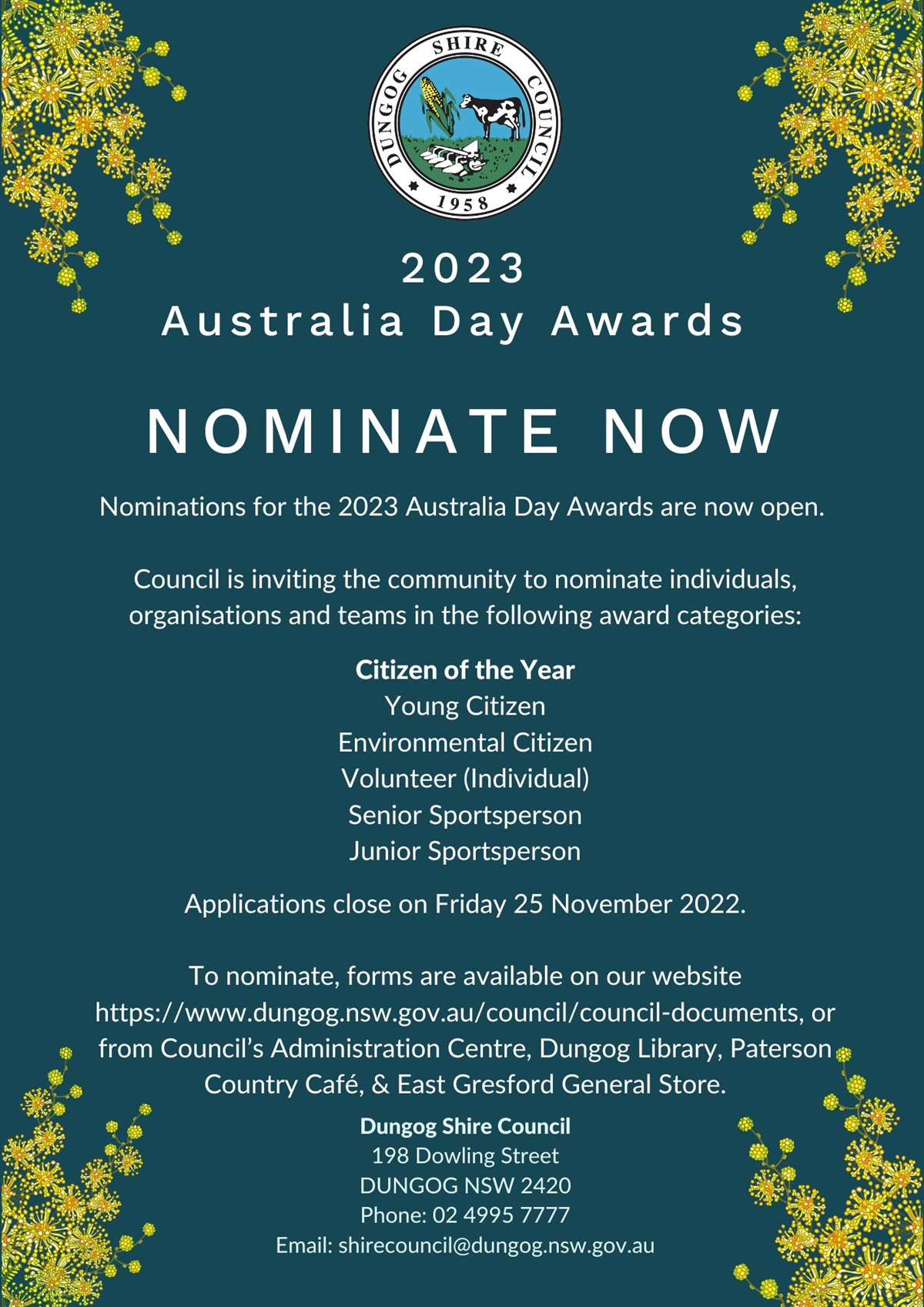 Australia Day Awards 2023 - Dungog Shire Council